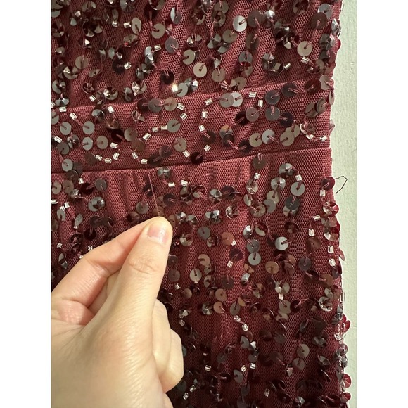 Elegant Burgundy Sequin Dress - Picture 9 of 16